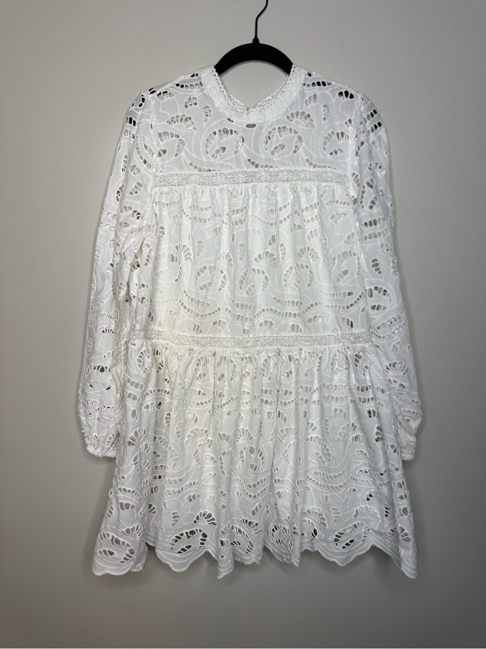 Chelsea28 White Eyelet Lace Long-Sleeve Mini Dress